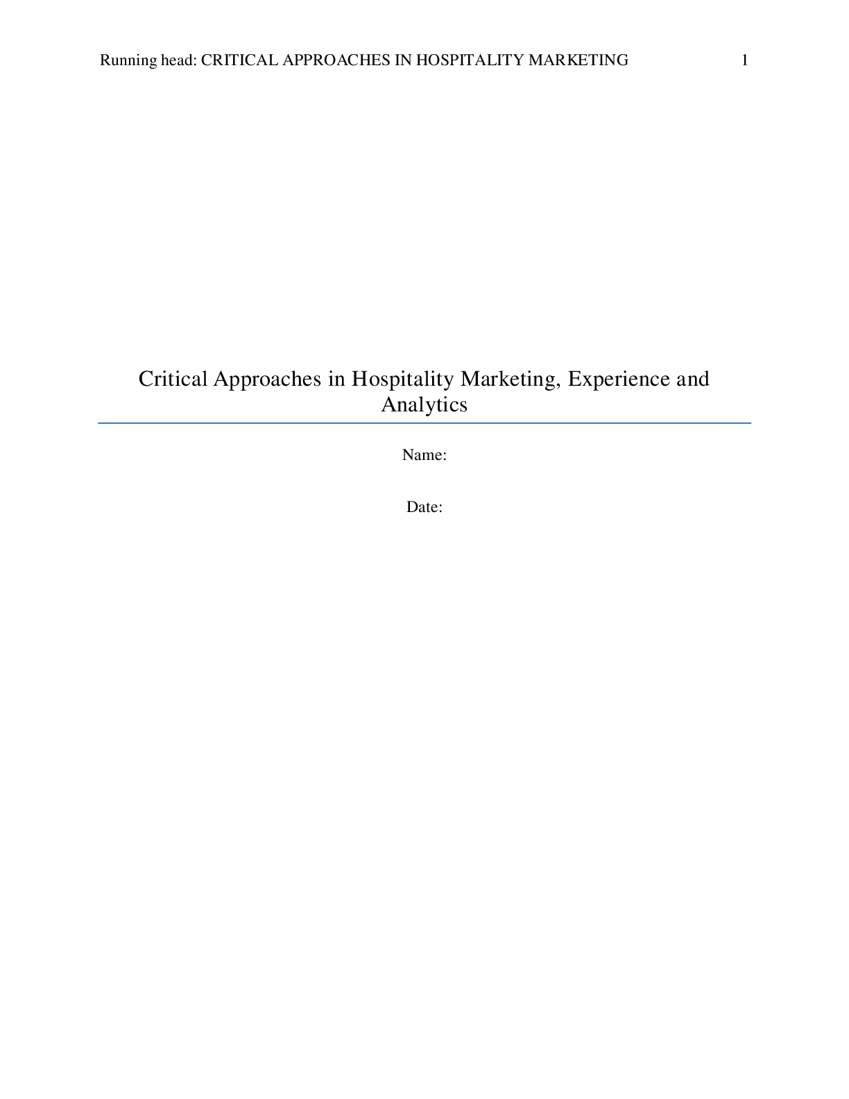 Preview image for Critical Approaches in Hospitality Marketing, Experience and Analytics